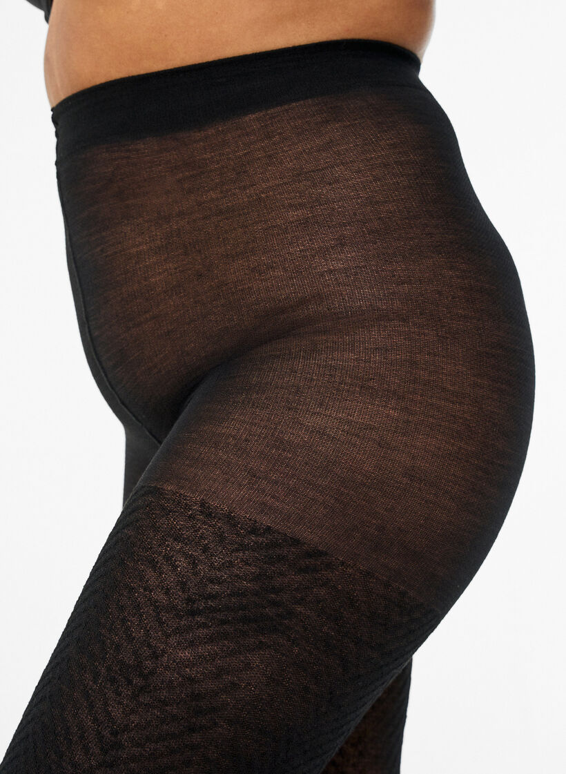 Strukturerade tights, Svart, Model image number 1