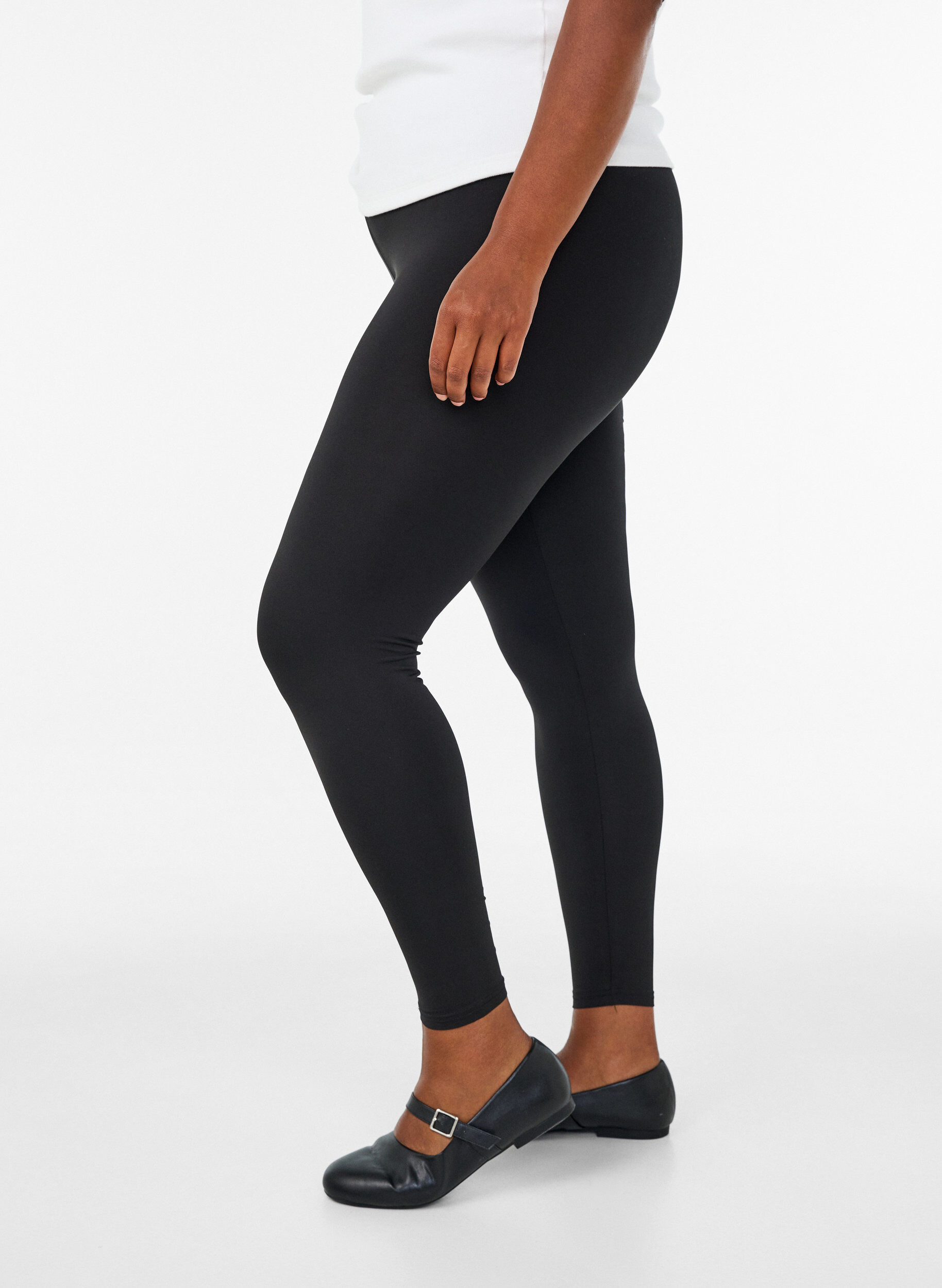 Zizzi2-pack basic leggings, Svart, Model image number 3