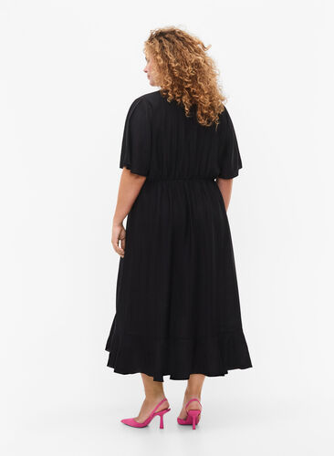 Midiklänning med fladdermusärm, Black, Model image number 1