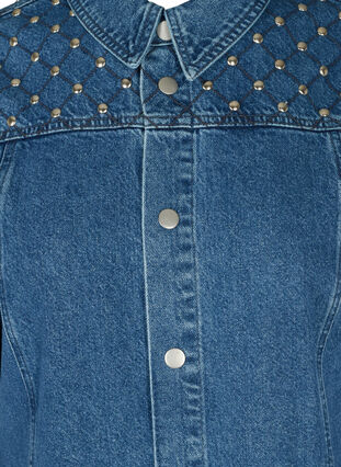 Jeansjacka i bomull med nitar, Blue denim ASS, Packshot image number 2