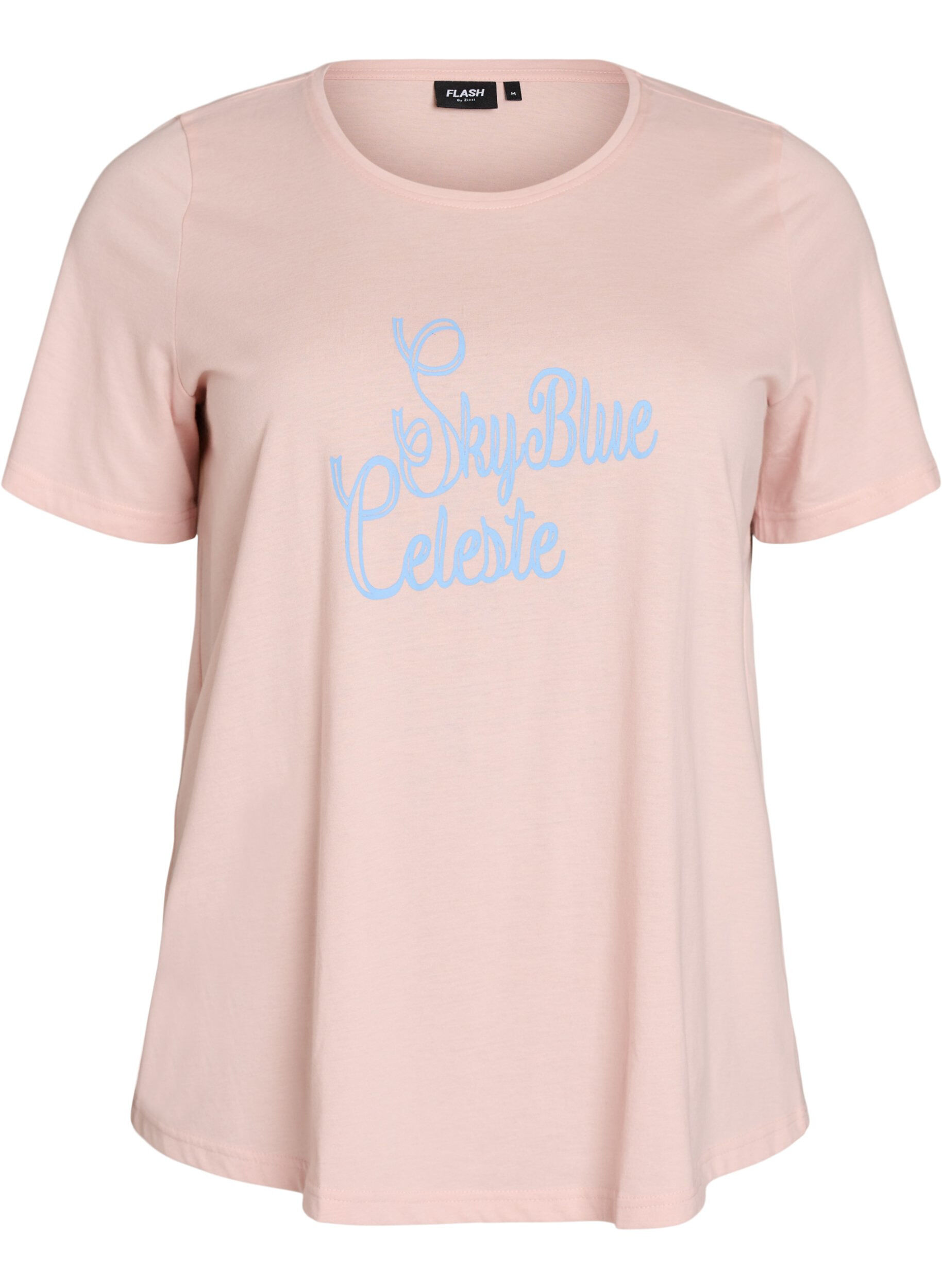 Zizzi T-shirt med tryck, Rosa, Packshot image number 0