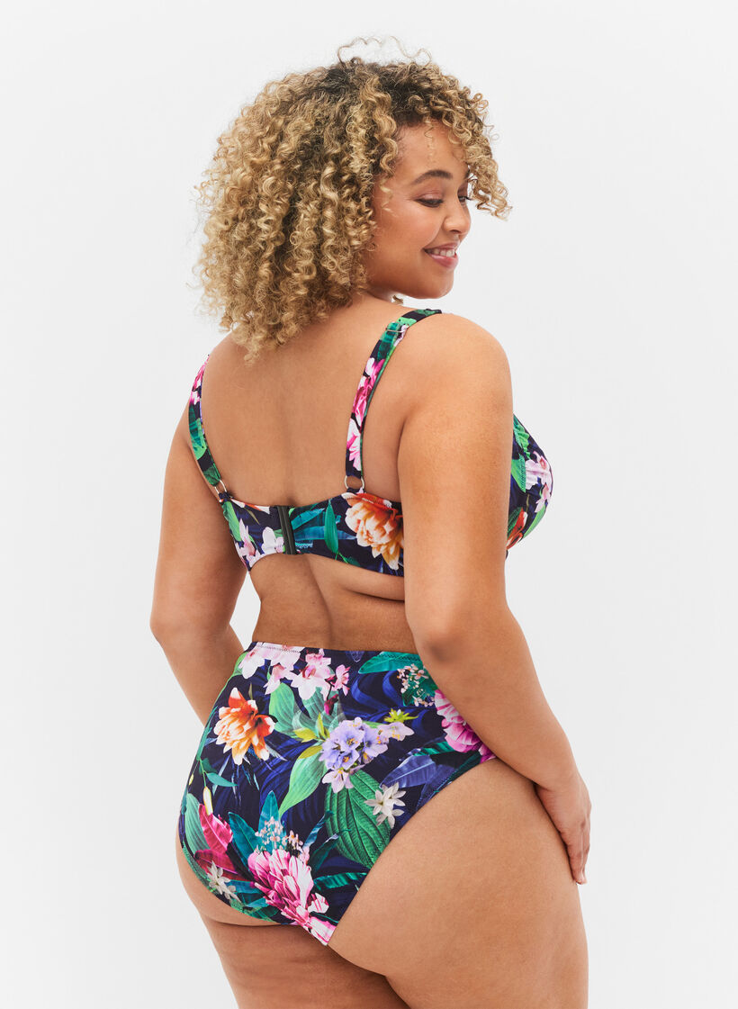 Bikinitrosa med hög midja, Flower Print, Model image number 1