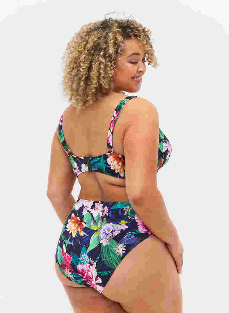 Bikinitrosa med hög midja, Flower Print, Model image number 1