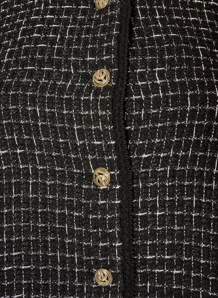 Jacka i boucl&eacute; med guldf&auml;rgade knappar, Svart, Packshot image number 2