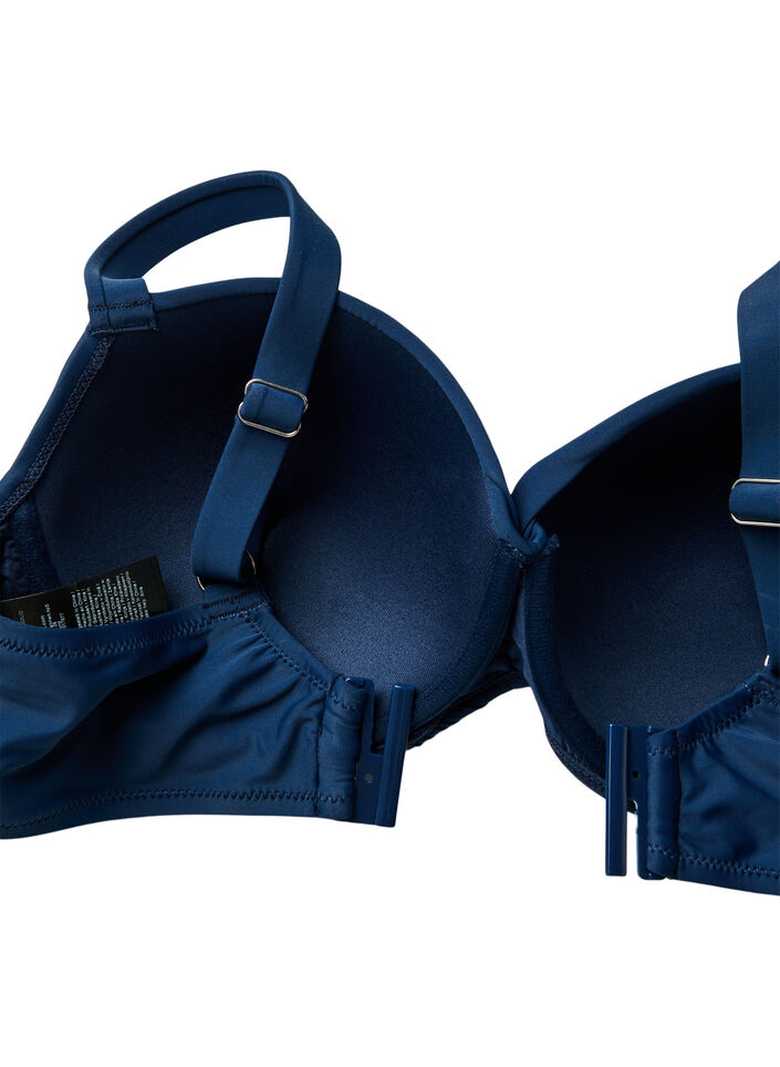 Bikinitopp med bygel och drapering, Blå, Packshot image number 3