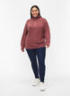 Stickad tr&ouml;ja med h&ouml;g hals och dragkedja, Rosa, Model image number 1