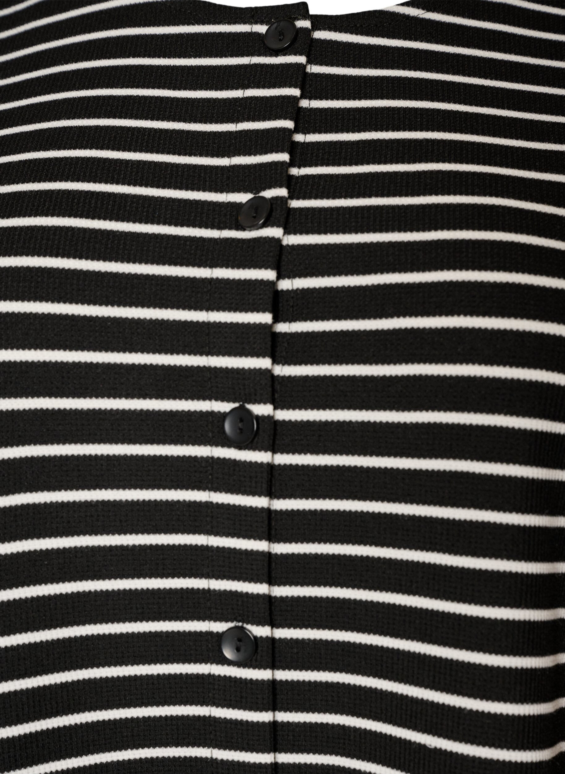 ZizziBlus med ribbad struktur och kn&auml;ppning, Svart, Packshot image number 2