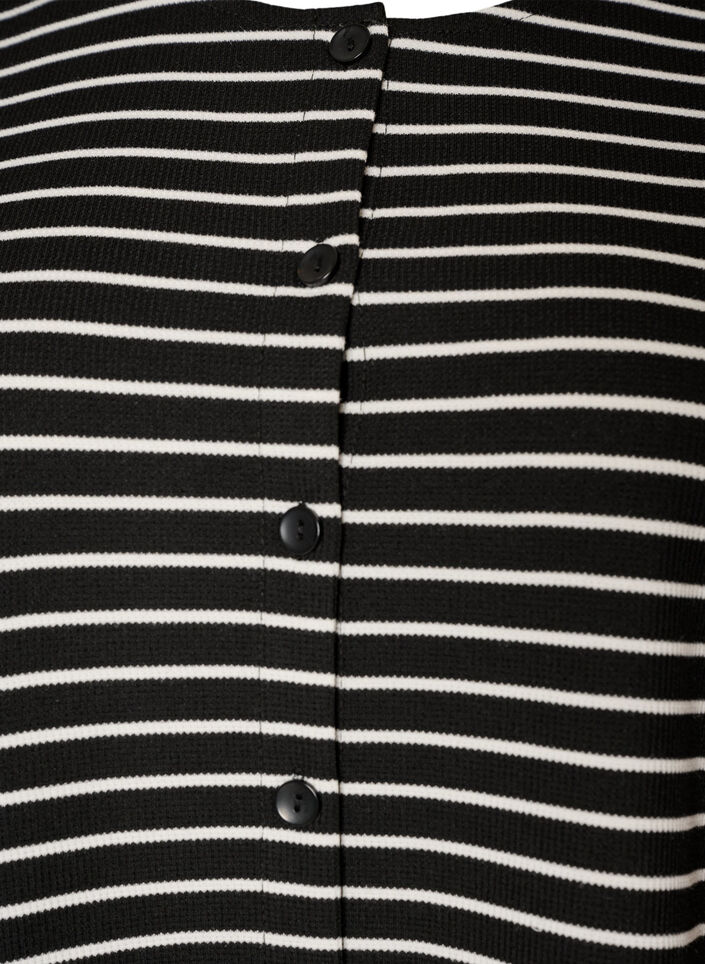 Blus med ribbad struktur och kn&auml;ppning, Svart, Packshot image number 2