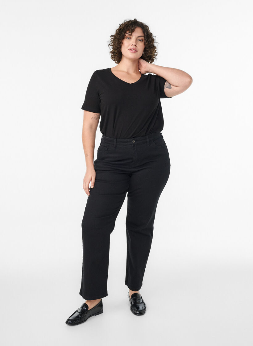 Enfärgad bas-t-shirt i bomull, Svart, Model image number 1