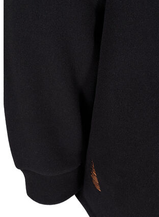 Fleecetröja med hög krage och dragkedja upptill, Black, Packshot image number 3