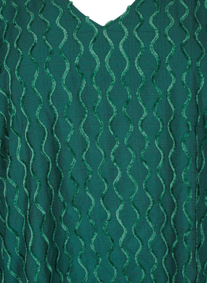 Långärmad mönstrad blus med V-ringning, Rain Forest, Packshot image number 2