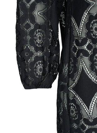 Långärmad klänning i spets, Black, Packshot image number 3