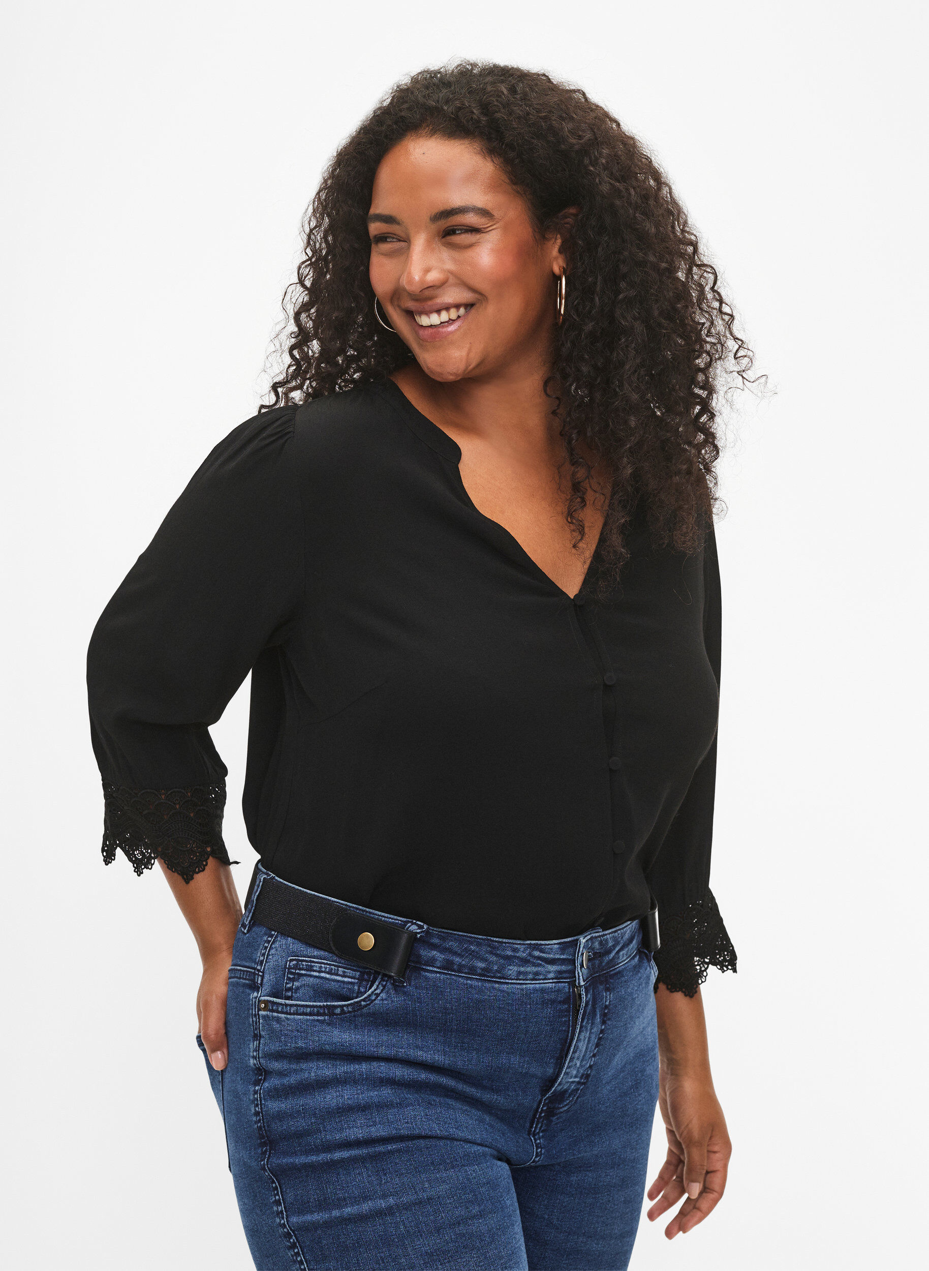 Zizzi Elastiskt b&auml;lte med lurex, Black, Model image number 0