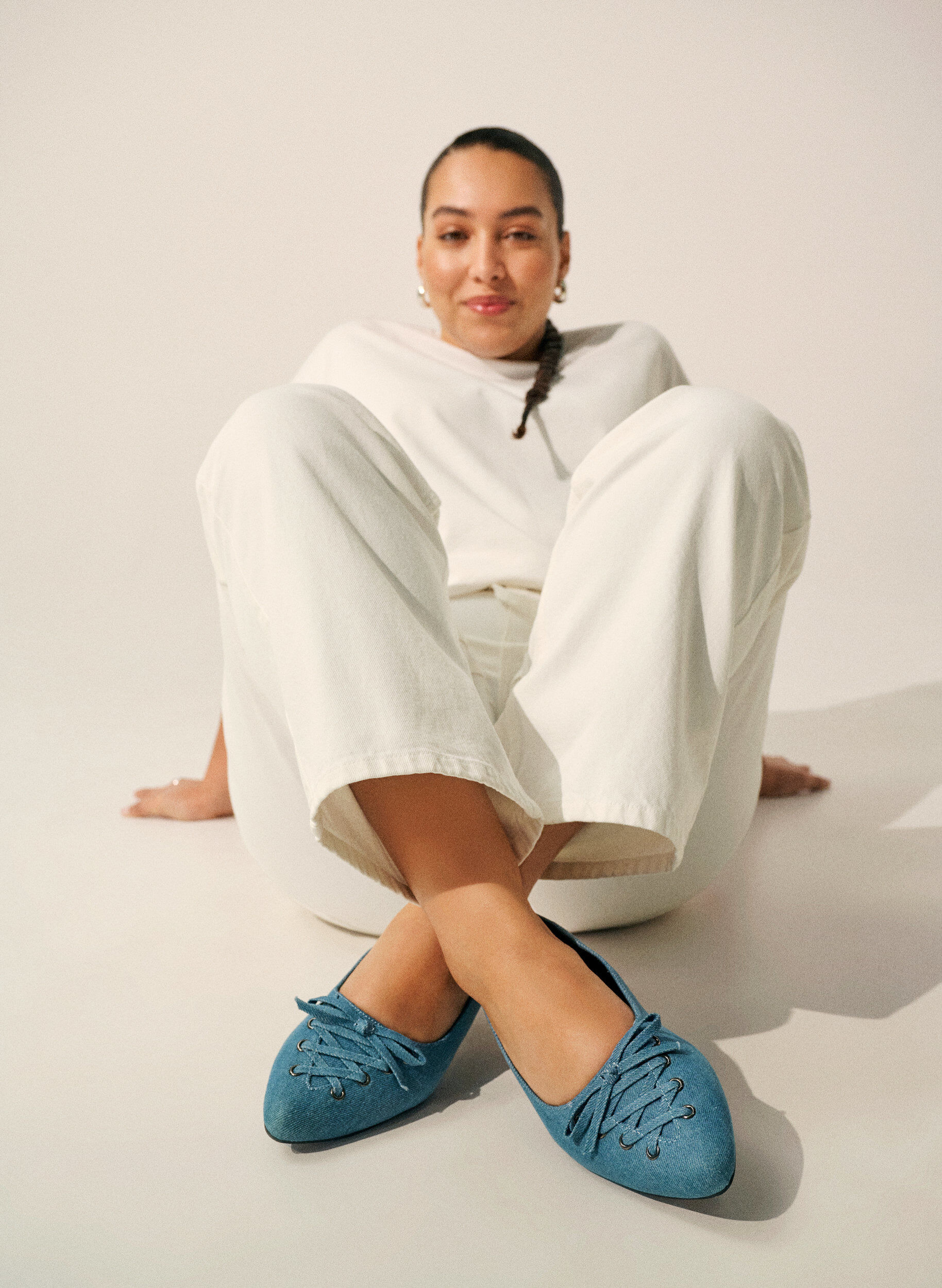 Zizzi Ballerinaskor med sn&ouml;rdetalj, Bl&aring;, Image image number 0