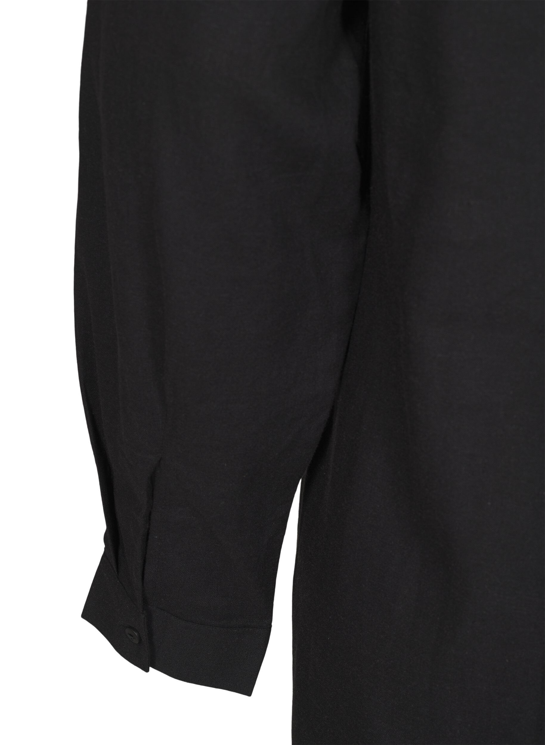 Zizzi L&aring;ng skjorta i linne och viskos, Svart, Packshot image number 3