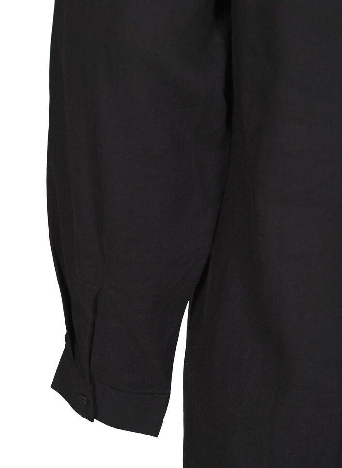 L&aring;ng skjorta i linne och viskos, Svart, Packshot image number 3