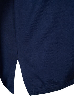 Stickad blus i viskos med 3/4-ärmar, Navy Blazer, Packshot image number 3