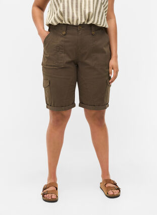 Shorts i bomull med fickor , Tarmac, Model image number 2