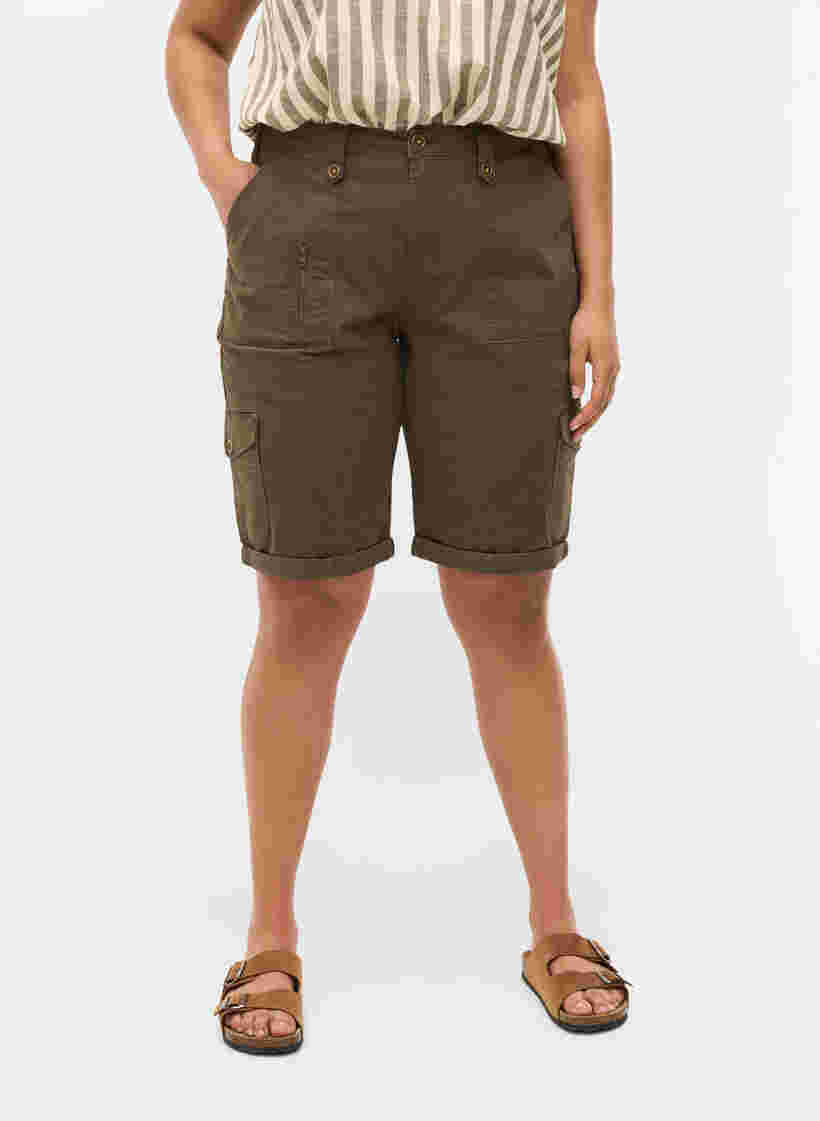 Shorts i bomull med fickor , Tarmac, Model image number 2