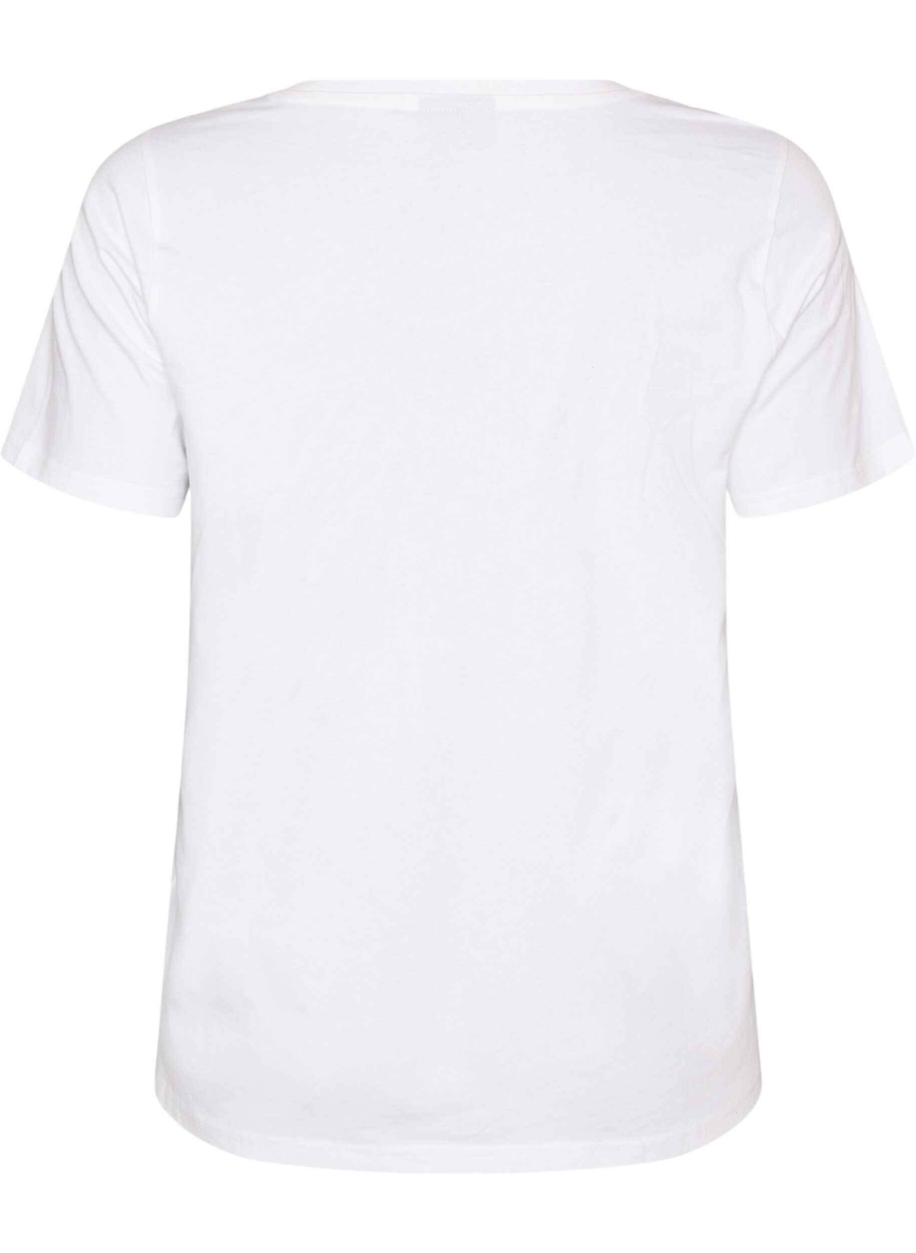 ZizziT-shirt i ekologisk bomull med strandtryck, Vit, Packshot image number 1
