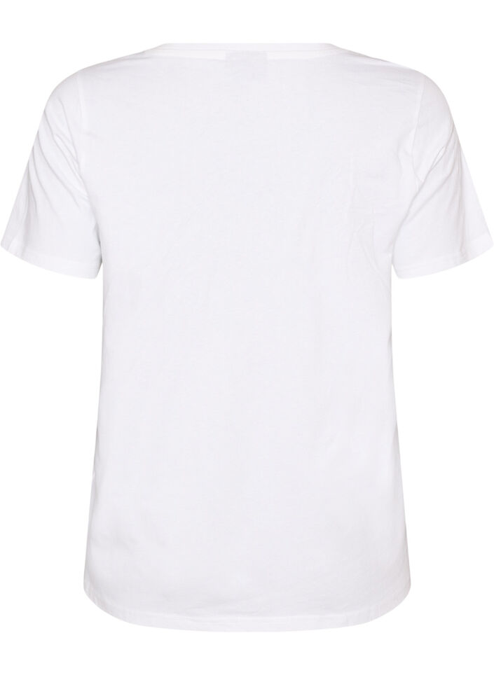 T-shirt i ekologisk bomull med strandtryck, Vit, Packshot image number 1