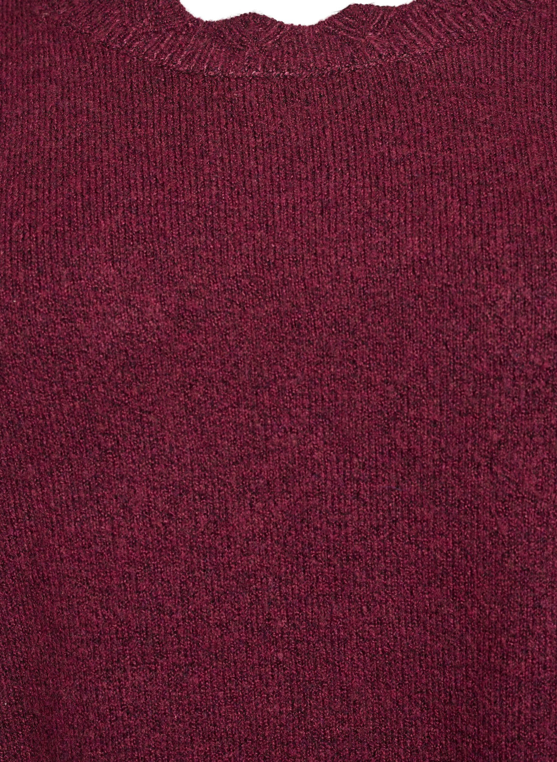 ZizziStickad blus med v&aring;giga kanter, M&ouml;rk Bordeaux, Packshot image number 2