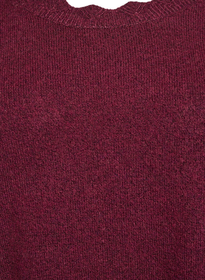 Stickad blus med v&aring;giga kanter, M&ouml;rk Bordeaux, Packshot image number 2