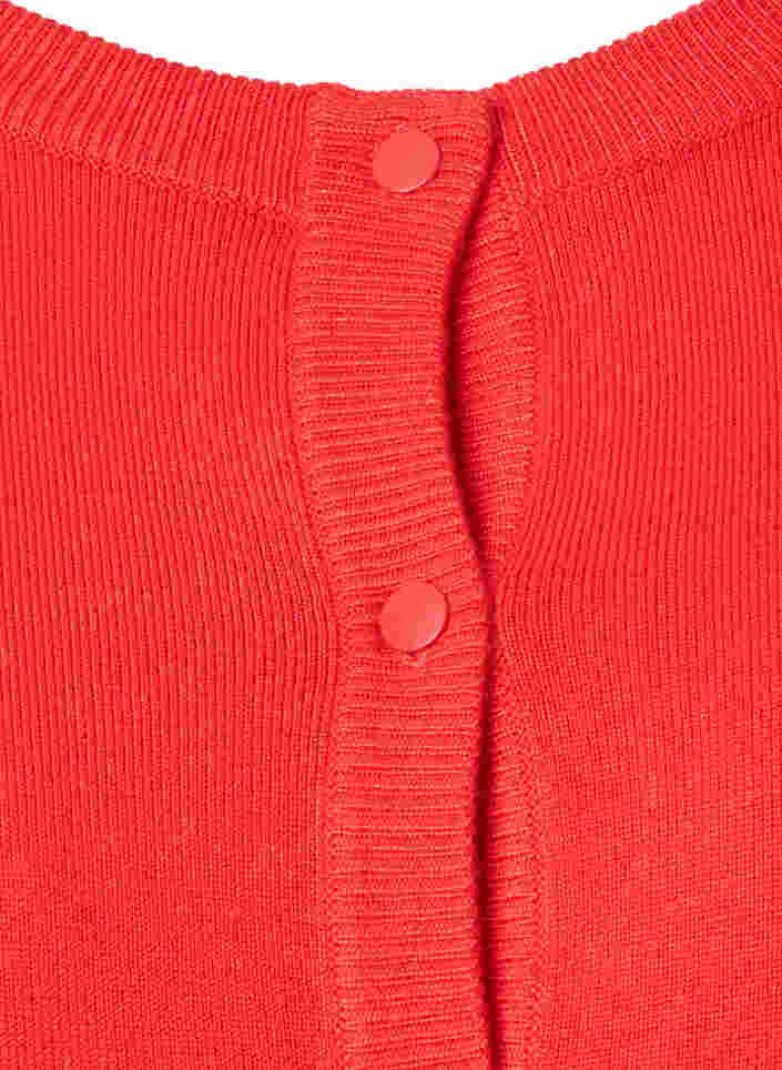 Ribbad kofta med knappar, Poppy Red, Packshot image number 2