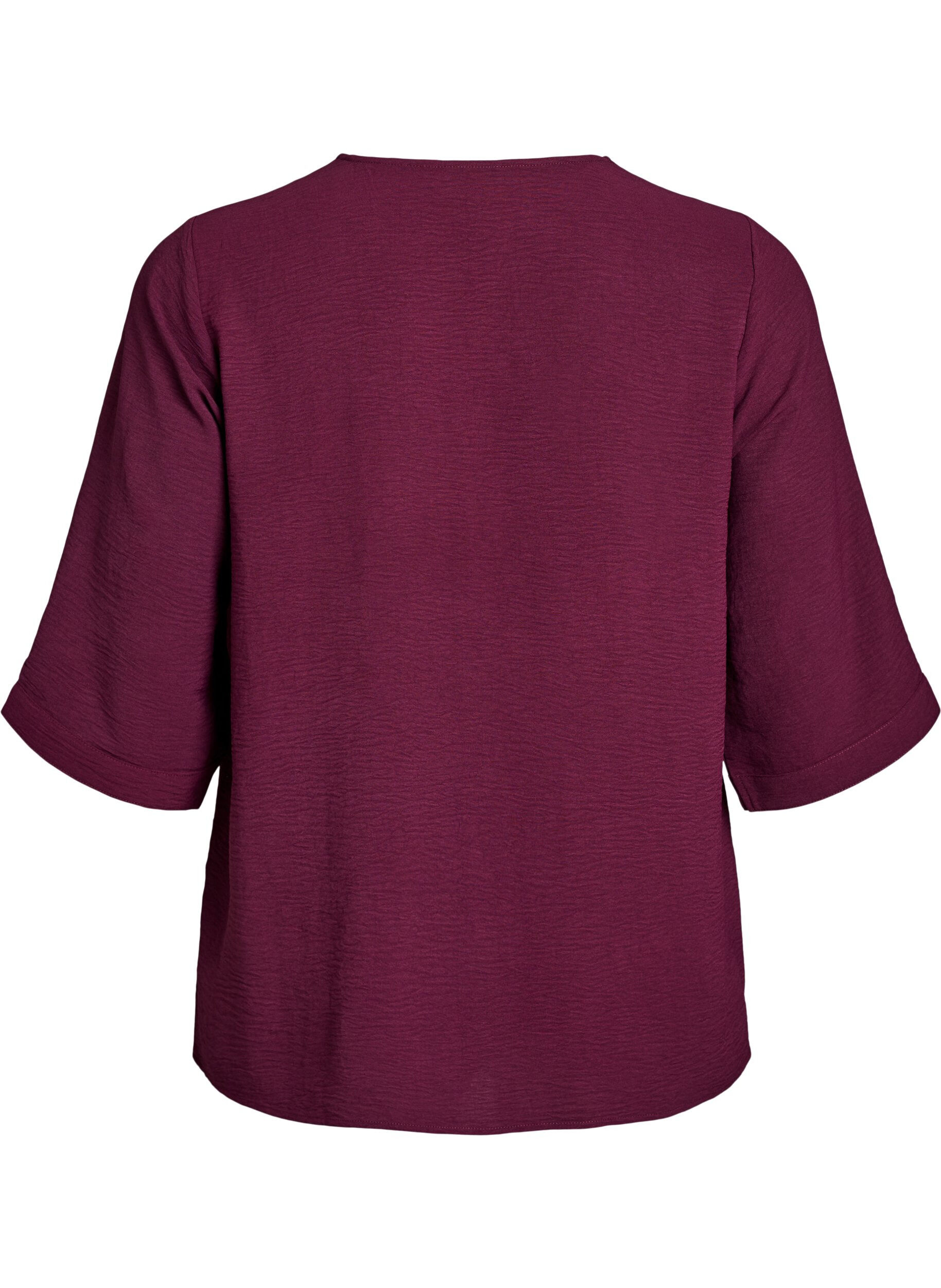 ZizziSkjortblus med v-ringning och 3/4-&auml;rm, R&ouml;d, Packshot image number 1