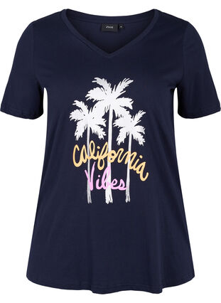 V-ringad t-shirt i bomull, Night Sky California, Packshot image number 0