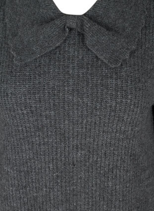 Melerad stickad tröja med krage, Dark Grey Melange, Packshot image number 2