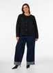 Cardigan med paljetter och knappar, Svart, Model image number 1