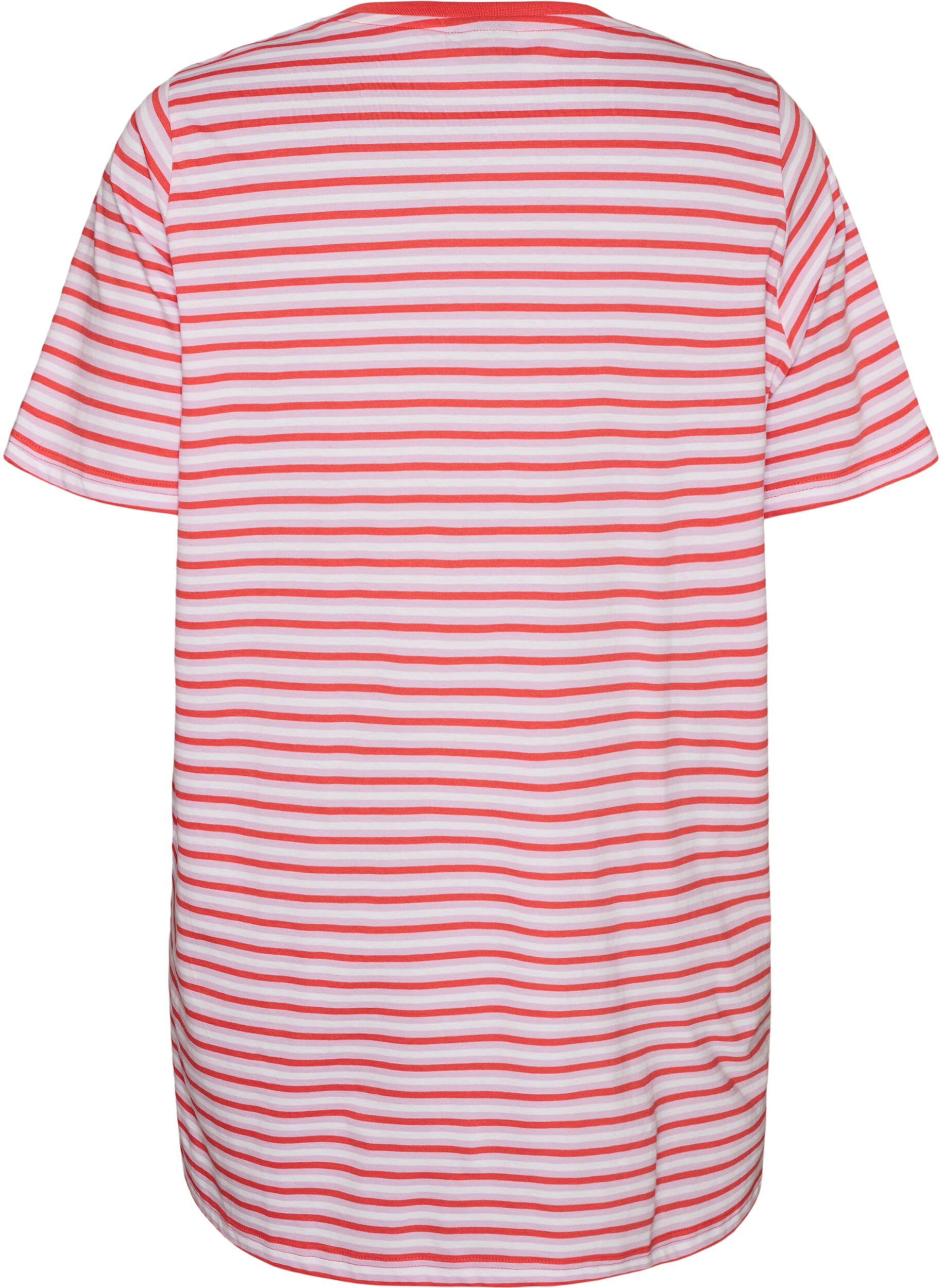 ZizziL&aring;ng oversized randig t-shirt i ekologisk bomull, Lila, Packshot image number 1