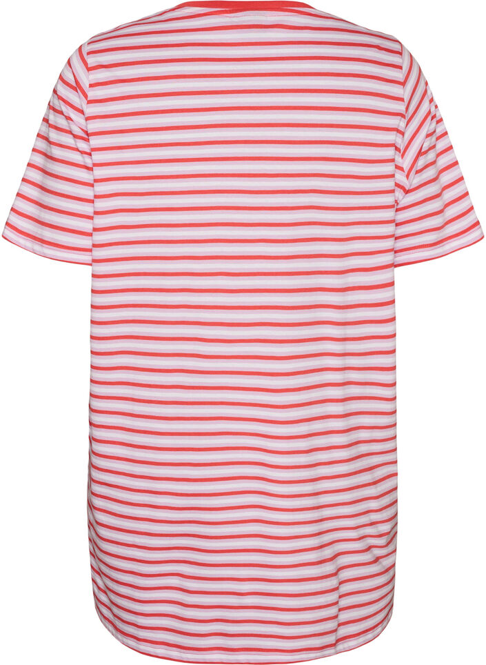 L&aring;ng oversized randig t-shirt i ekologisk bomull, Lila, Packshot image number 1