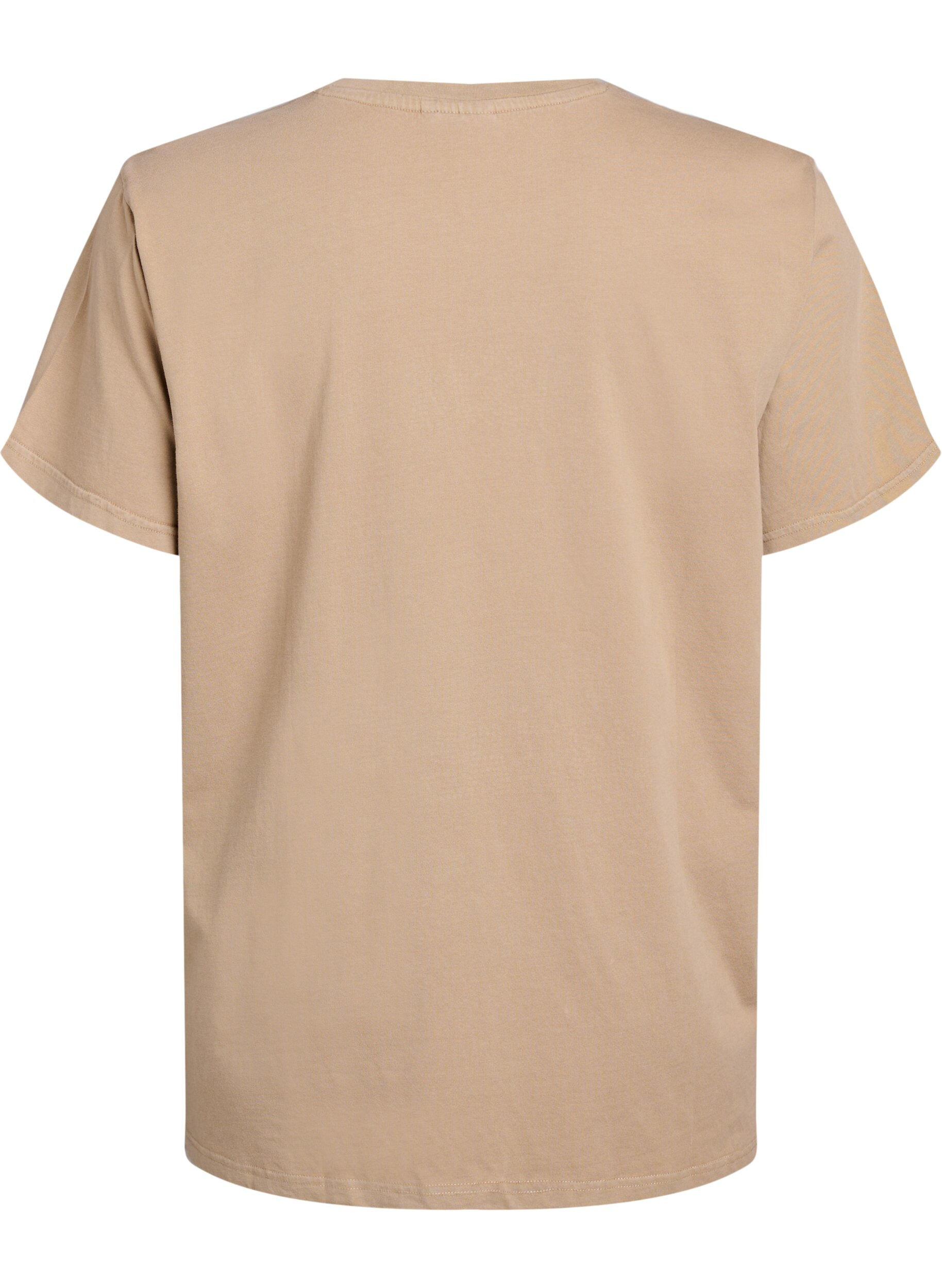 Zizzi T-shirt i ekologisk bomull med strasstenar och fj&auml;rilsmotiv, Brun, Packshot image number 1