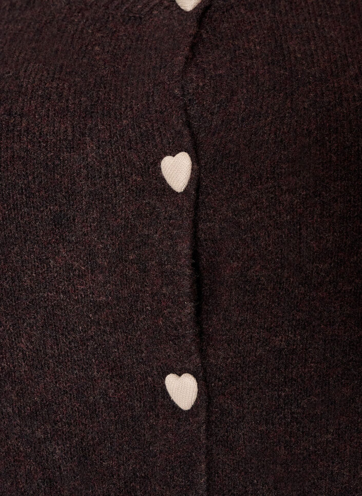 Cardigan med hj&auml;rtformade knappar, Brun, Packshot image number 2