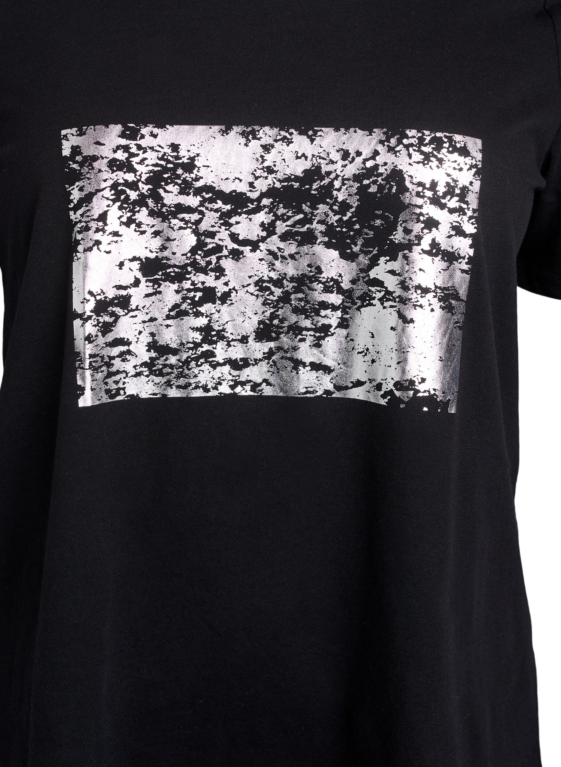 ZizziT-shirt med tryck, Svart, Packshot image number 2