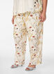 H&ouml;gmidjade byxor i viskos med blommigt m&ouml;nster, Beige, Model image number 2