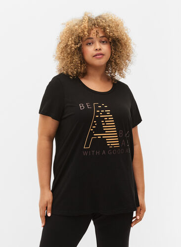 Sport t-shirt med tryck, Black w. Bad Ass, Model image number 0