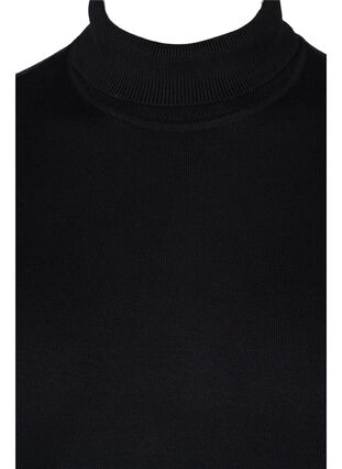 Stickad tröja i viskos med rullkrage, Black, Packshot image number 2