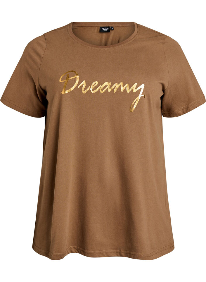 T-shirt med tryck, Brun, Packshot image number 0