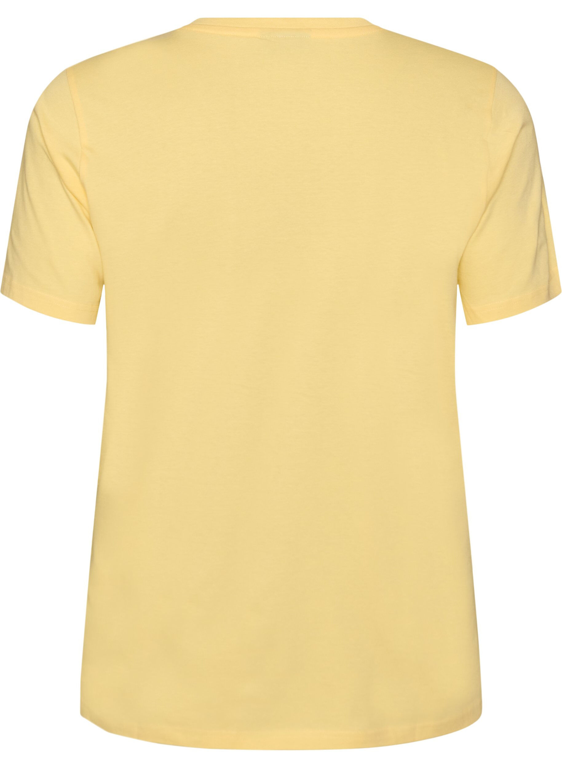 ZizziT-shirt i ekologisk bomull med h&aring;lbroderi, Gul, Packshot image number 1