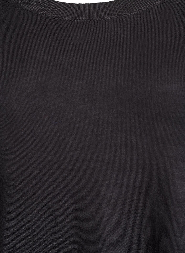 Stickad blus med knappar i sidan, Svart, Packshot image number 2