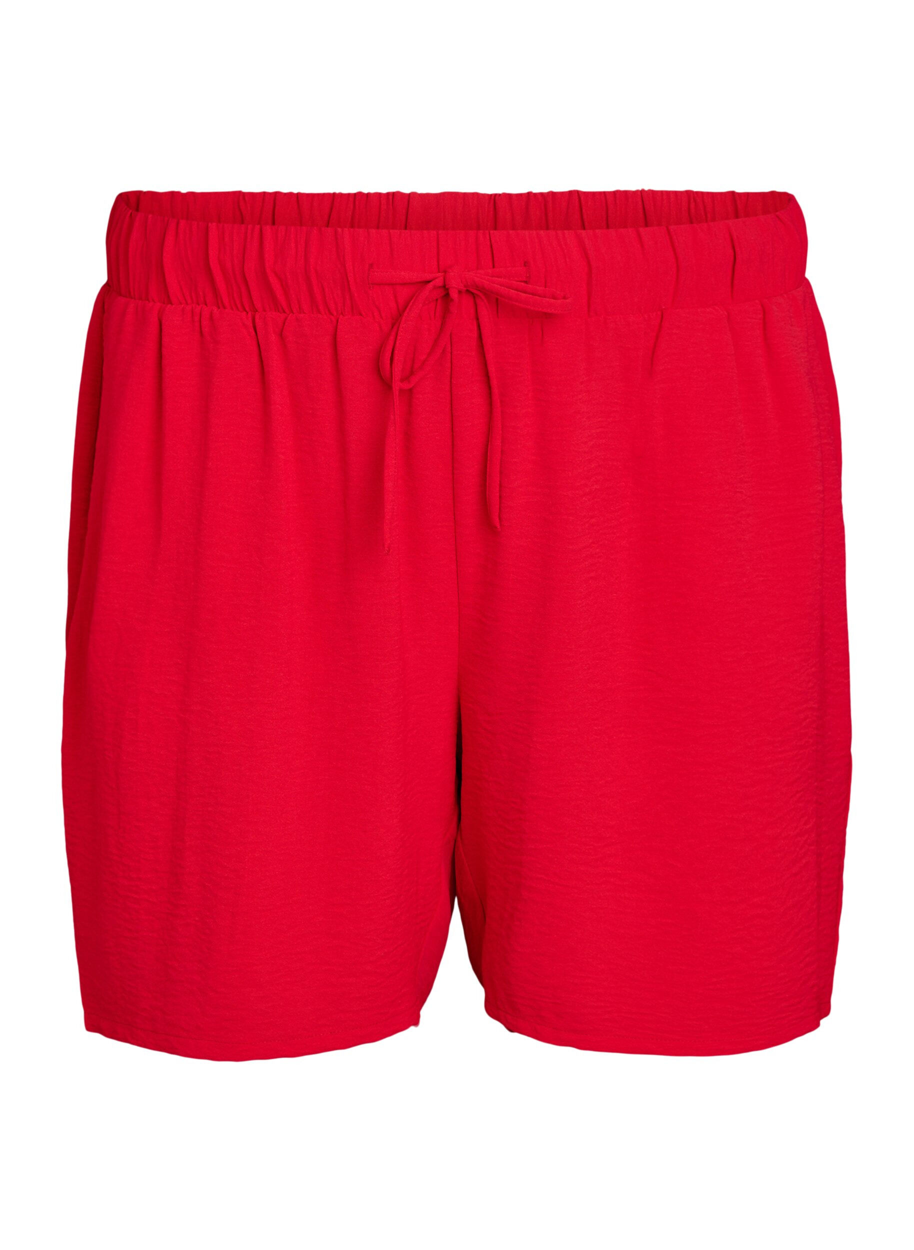 ZizziShorts med fickor och res&aring;r i midjan, R&ouml;d, Packshot image number 0