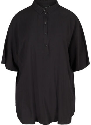 Tunika med knappar och krage, Black, Packshot image number 0