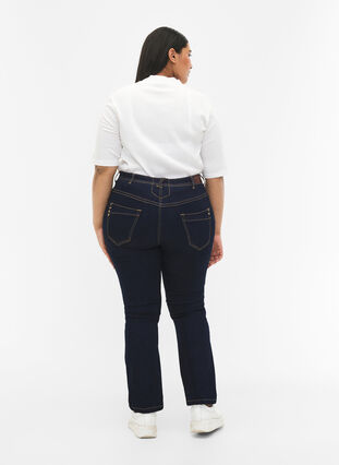 Slim fit Vilma jeans med hög midja, Dk blue rinse, Model image number 2