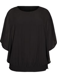 Blus i chiffong med ballongeffekt, Svart