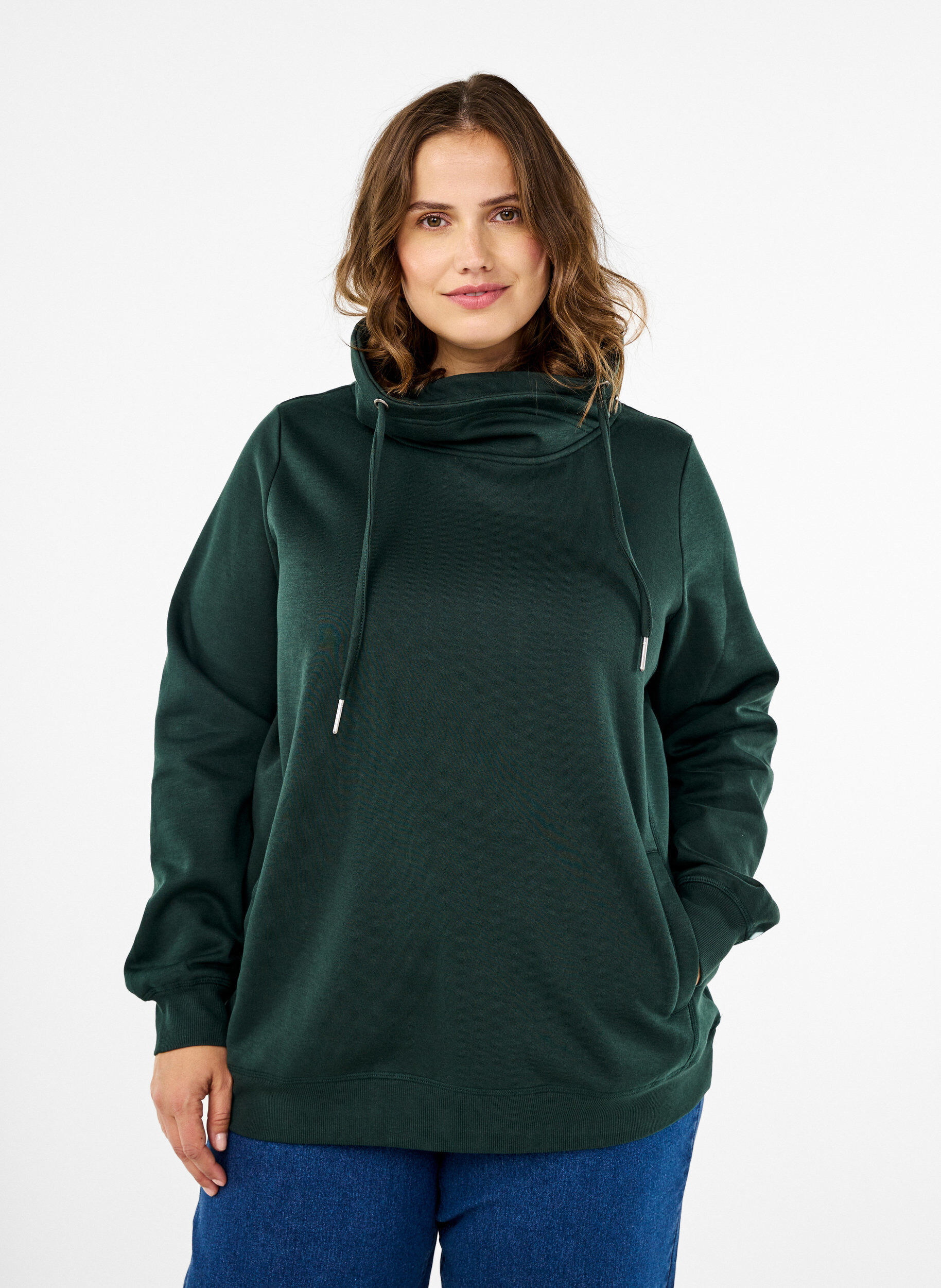 Zizzi FLASH - Sweatshirt med h&ouml;g krage, Scarab, Model image number 0
