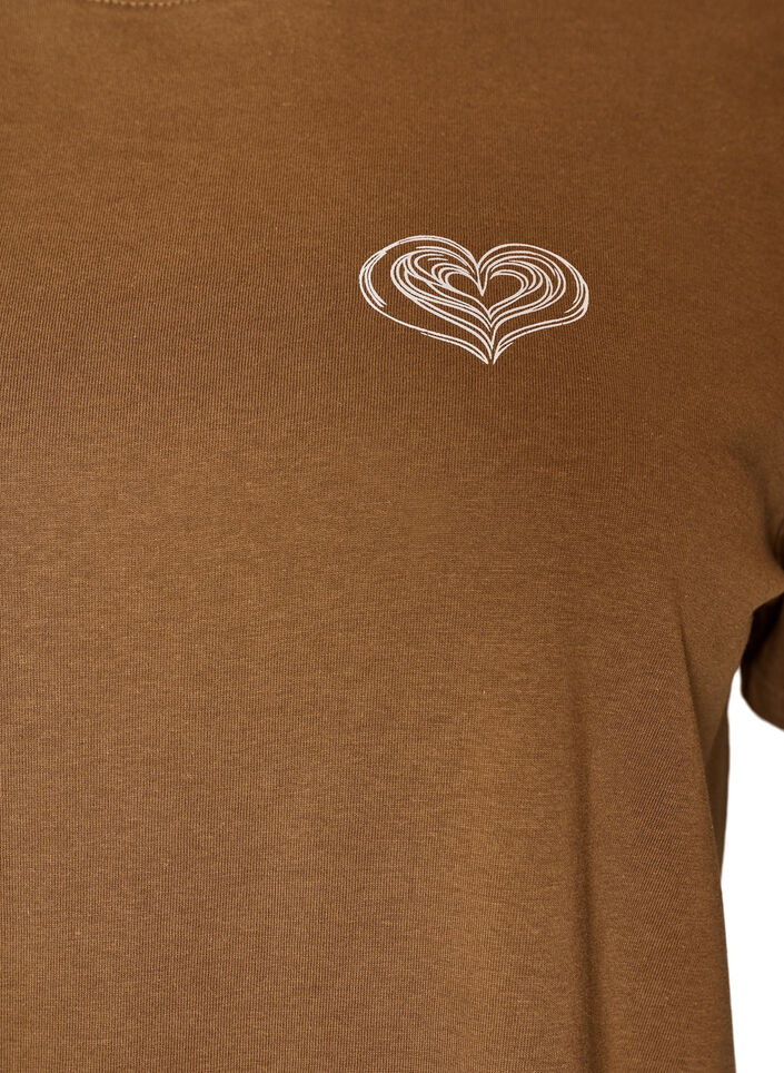 T-shirt i bomull med tryck, Brun, Packshot image number 2