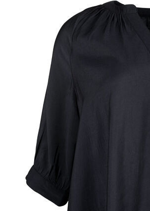 Viskos tunika med 3/4 ärmar, Black, Packshot image number 2